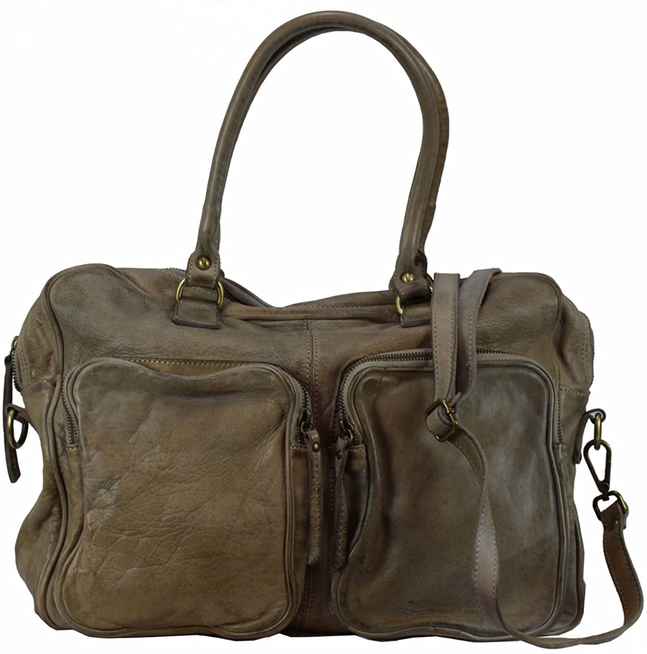 BOZANA Bag Fonda taupe Italy Designer Damen Handtasche Schultertasche Tasche Leder Shopper Neu - B Z N A