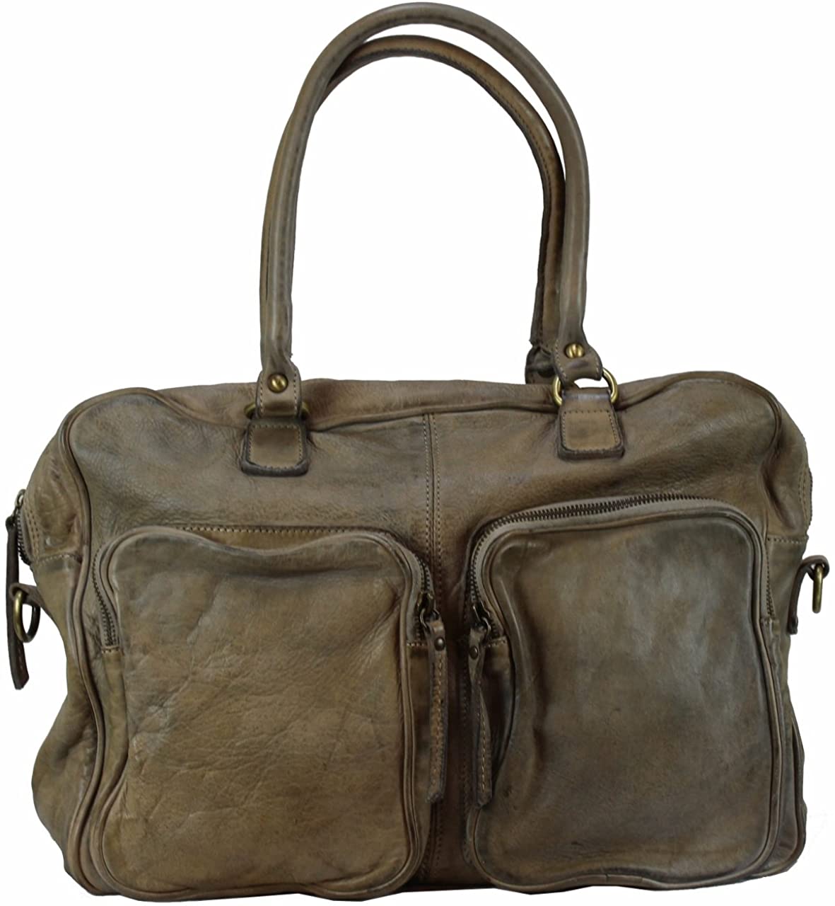 BOZANA Bag Fonda taupe Italy Designer Damen Handtasche Schultertasche Tasche Leder Shopper Neu - B Z N A