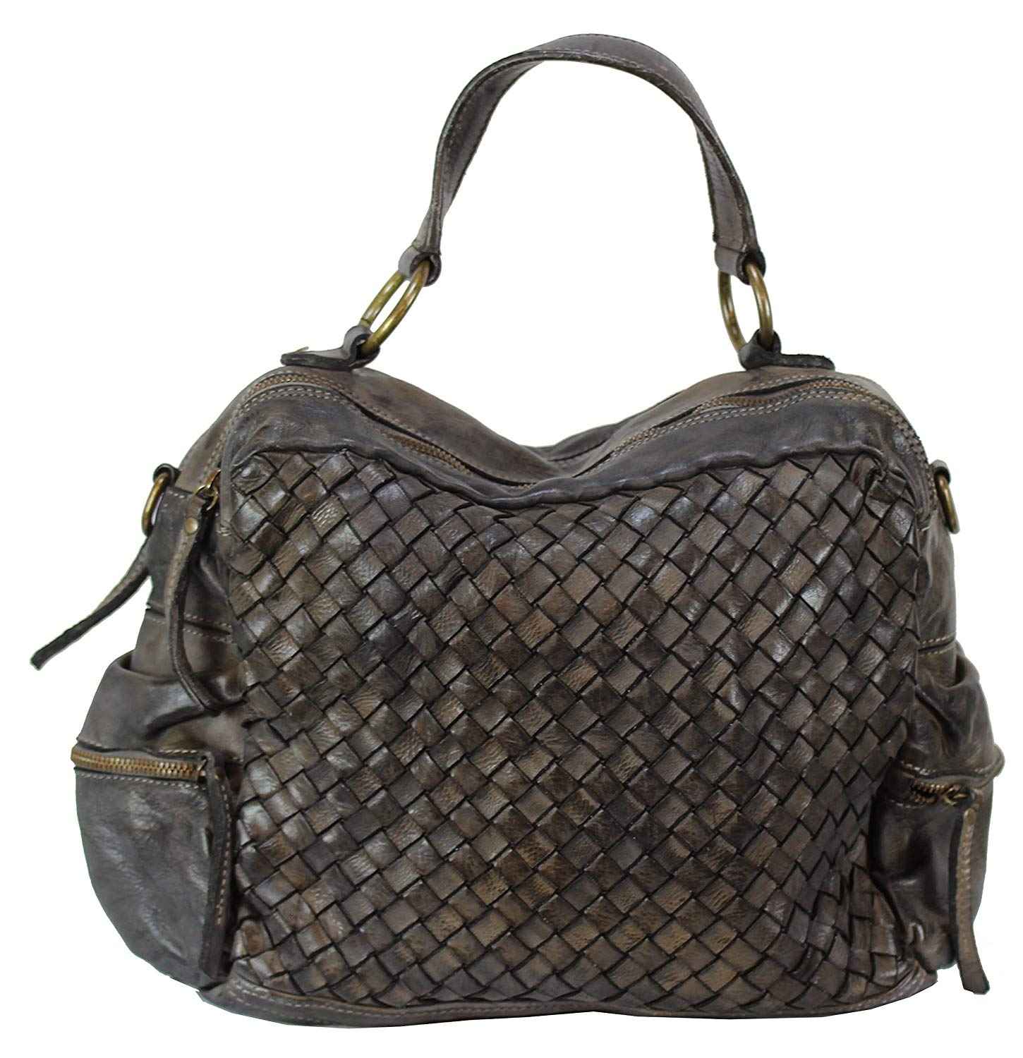 BOZANA Bag Marie grey sheep Italy Designer Damen Handtasche Schultertasche Tasche Schafsleder Shopper Neu