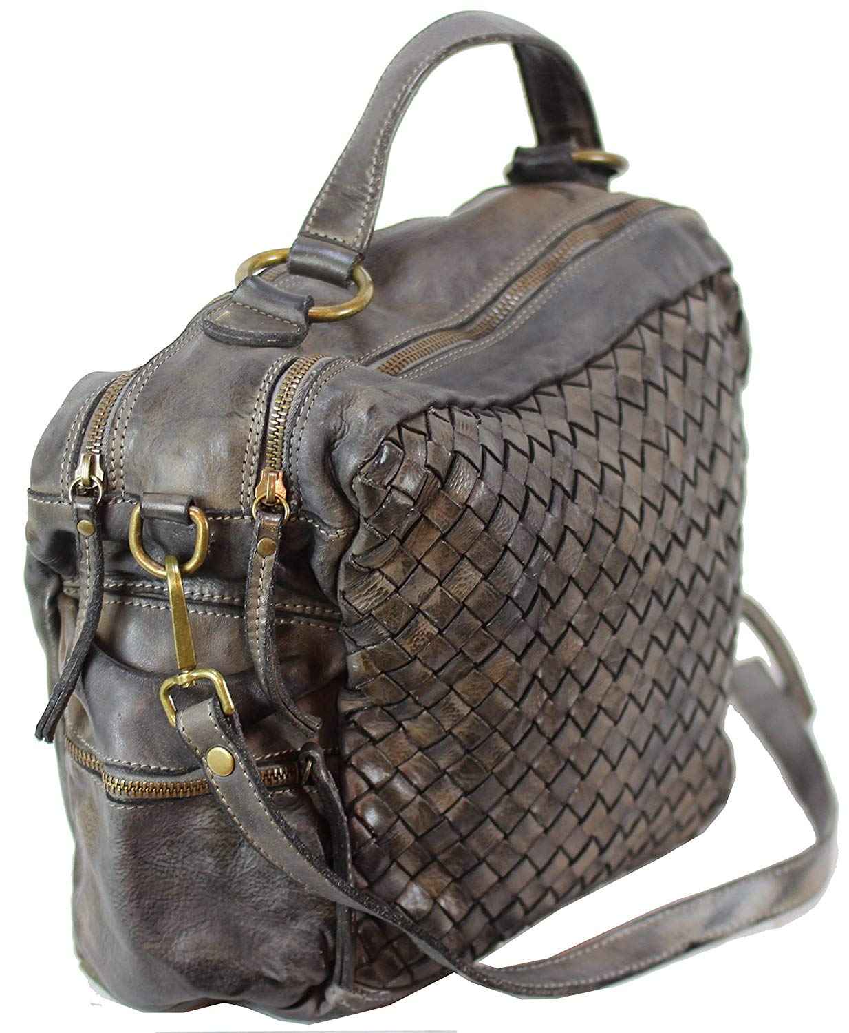 BOZANA Bag Marie grey sheep Italy Designer Damen Handtasche Schultertasche Tasche Schafsleder Shopper Neu