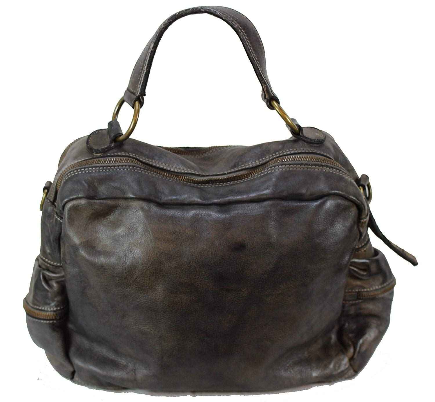 BOZANA Bag Marie grey sheep Italy Designer Damen Handtasche Schultertasche Tasche Schafsleder Shopper Neu