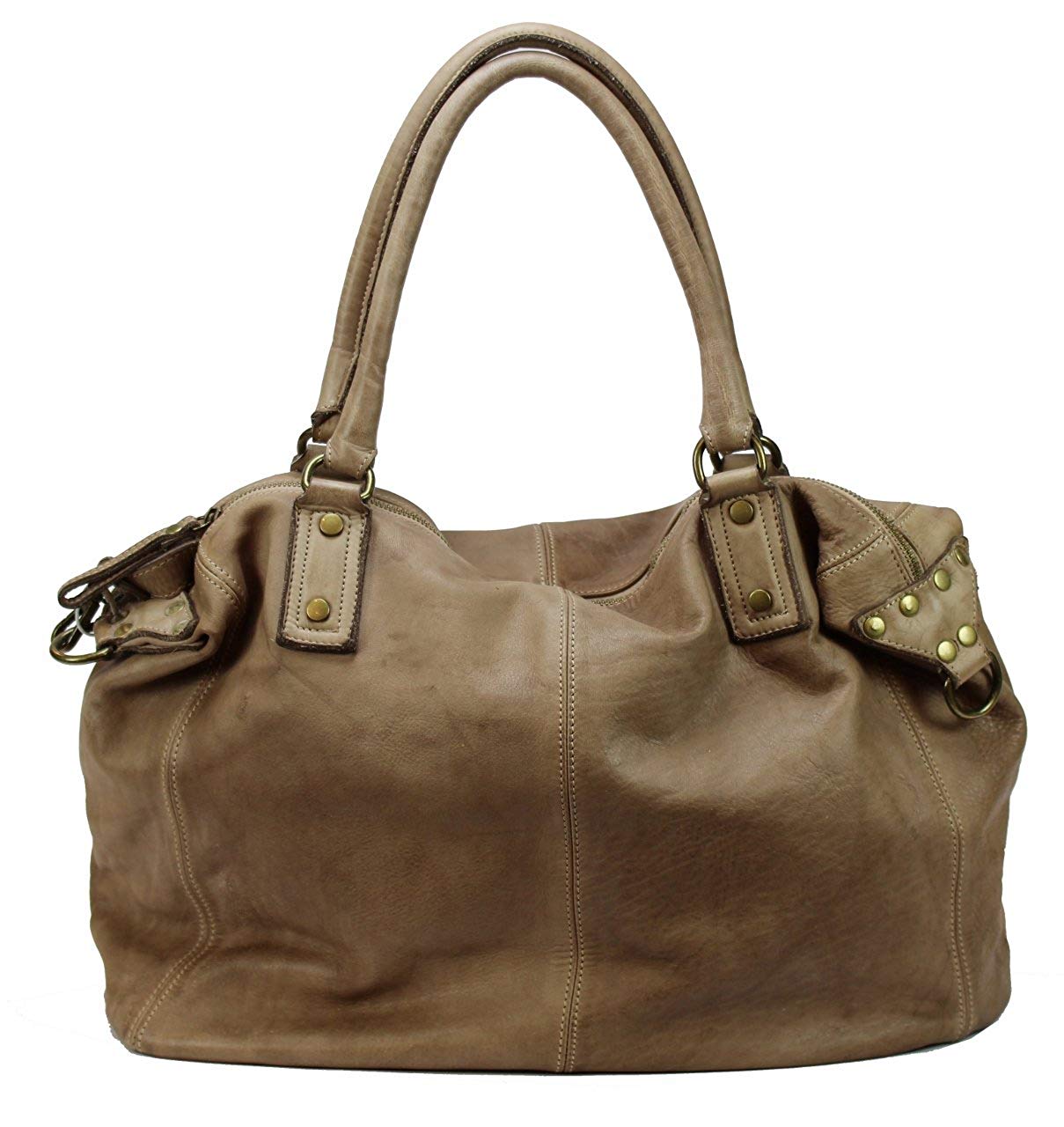 BOZANA Bag Viola beige Italy Designer Damen Handtasche Ledertasche Schultertasche Tasche Leder Shopper Neu - B Z N A