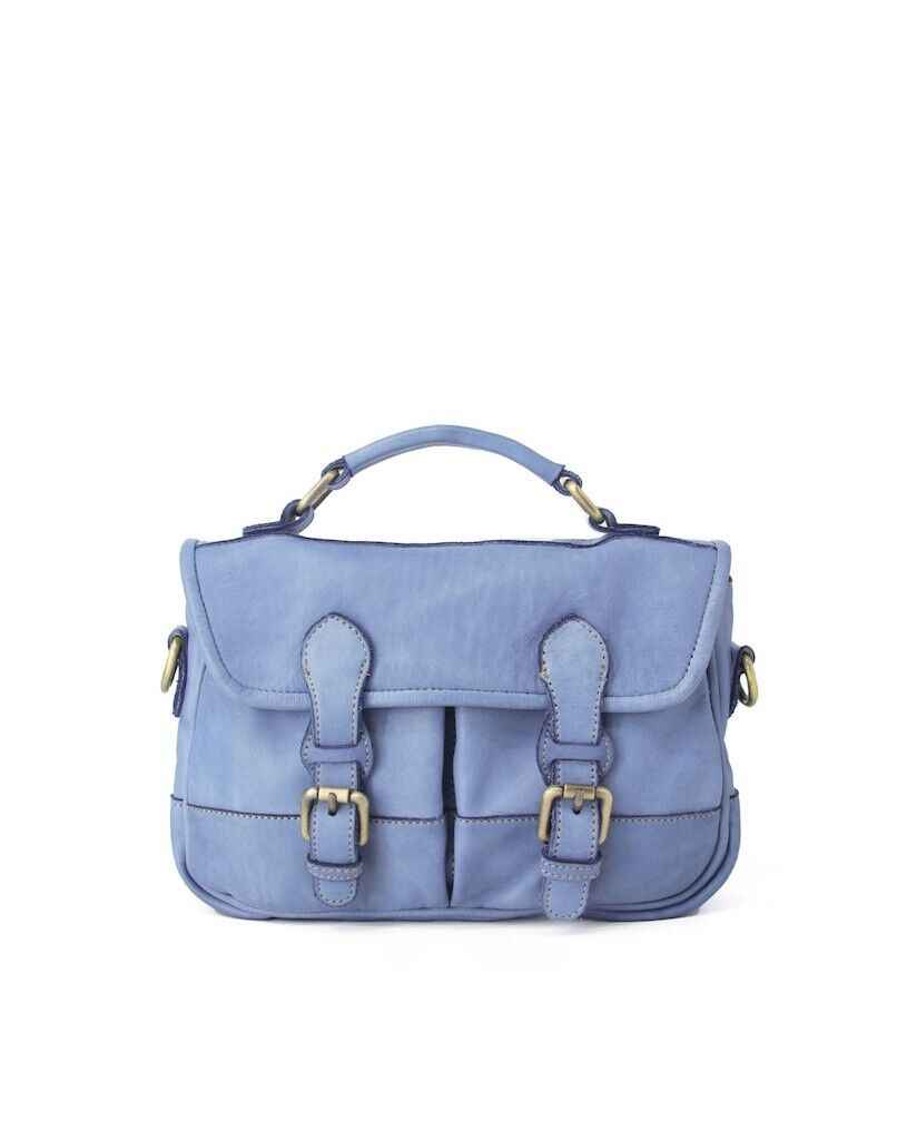 BZNA Aktentasche Enzo Blau  Business Bag Designer Ledertasche Schultertasche