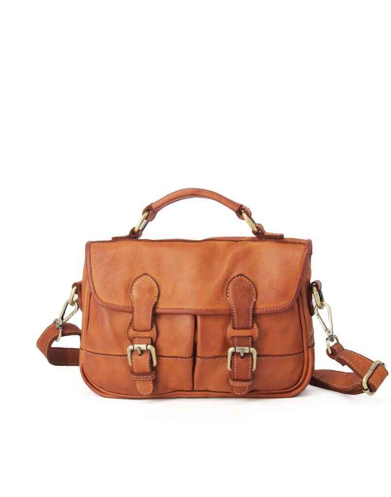 BZNA Aktentasche Enzo Cognac Business Bag Designer Ledertasche Schultertasche