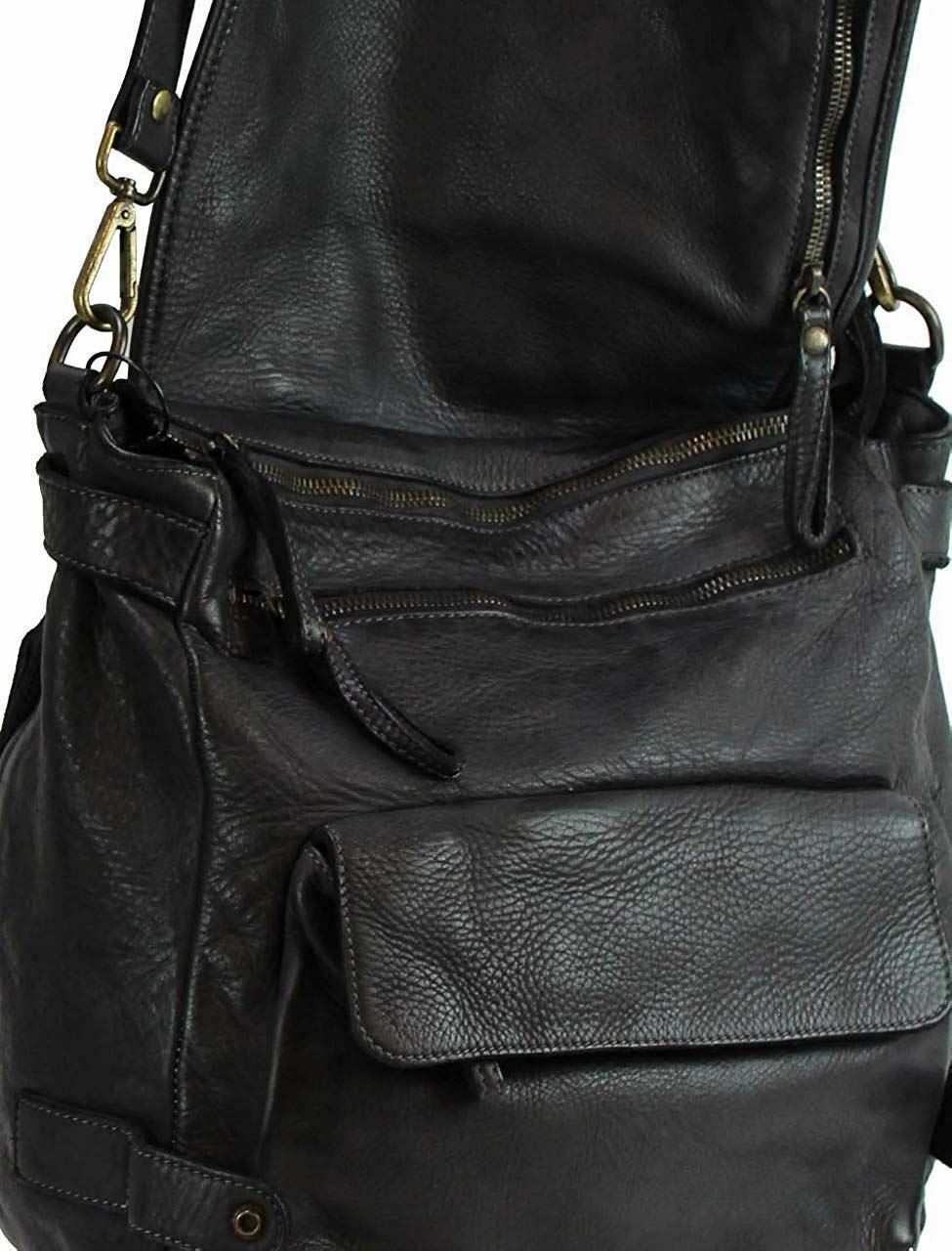 BZNA Bag Anna Schwarz Backpacker Designer Rucksack Ledertasche Damenhandtasche - B Z N A