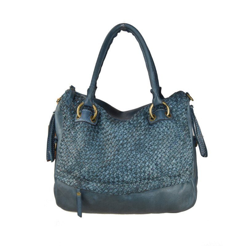 BZNA Bag Arya Blau Italy Designer Damen Handtasche Schultertasche Tasche Leder - B Z N A