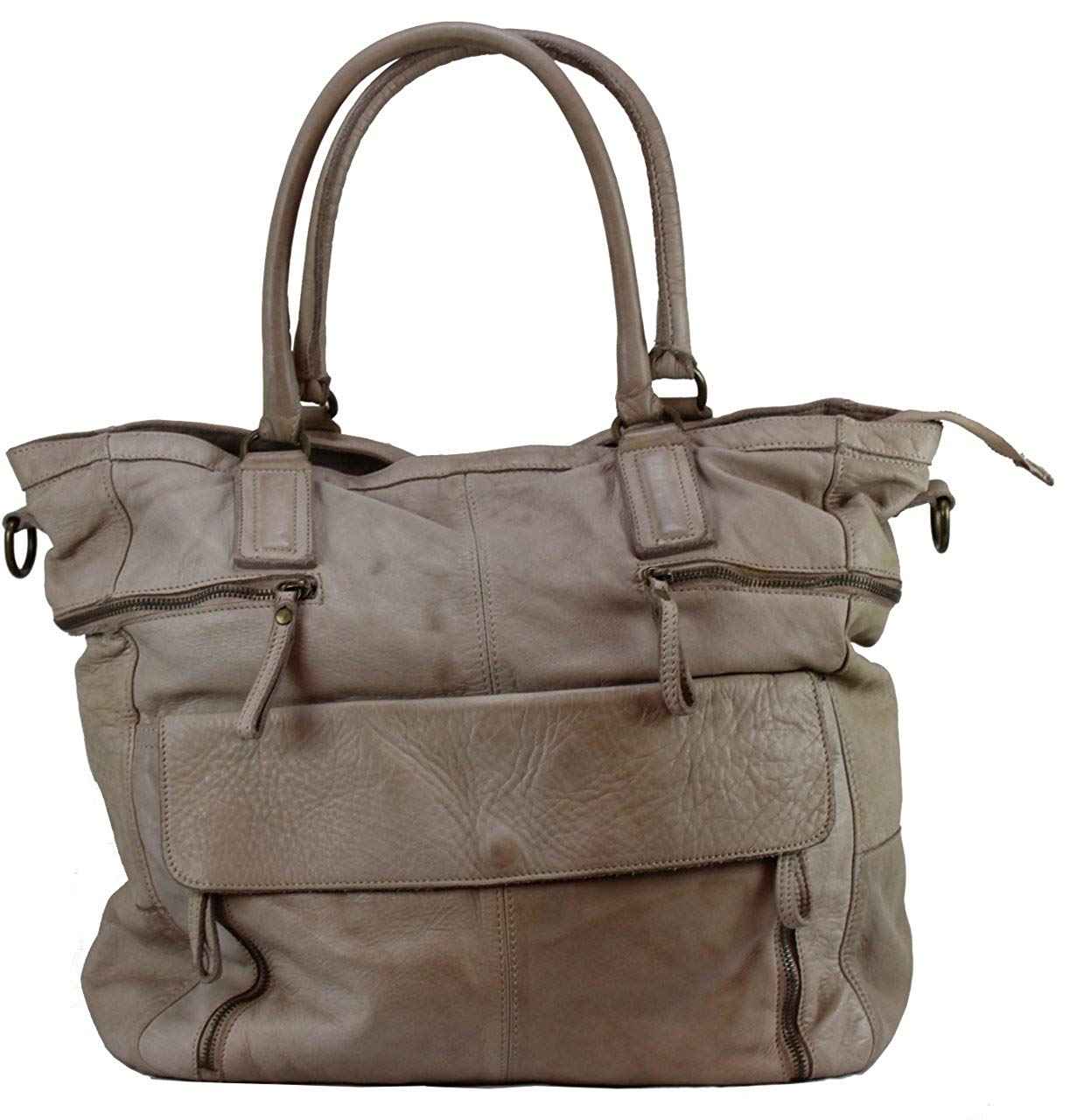 BZNA Bag Boney beige Italy Designer Damen Handtasche Ledertasche Schultertasche Tasche Leder Shopper Neu