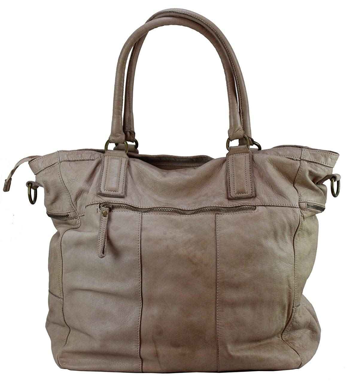 BZNA Bag Boney beige Italy Designer Damen Handtasche Ledertasche Schultertasche Tasche Leder Shopper Neu