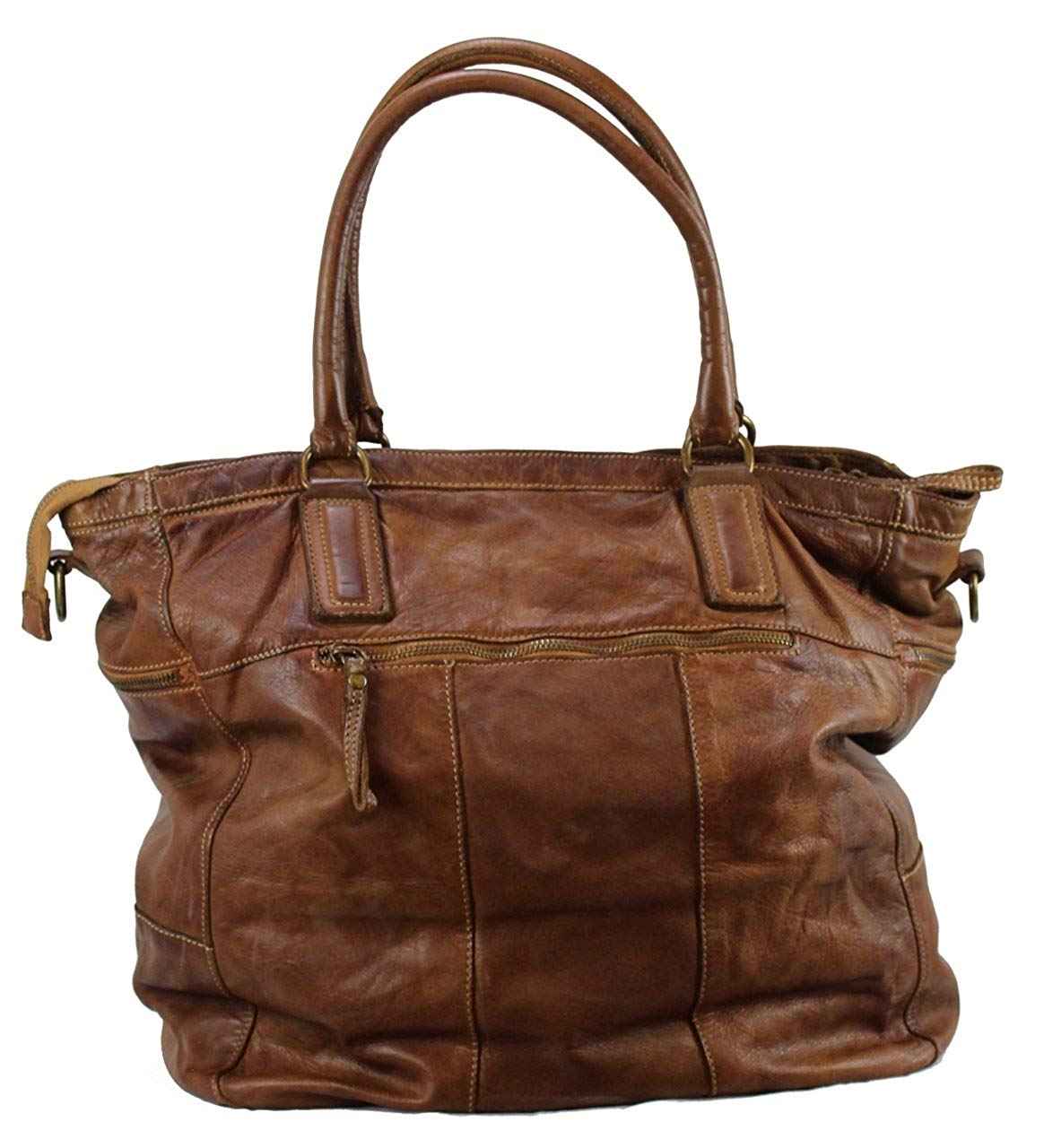 BZNA Bag Boney cognac Italy Designer Damen Handtasche Schultertasche Tasche Leder Shopper Neu