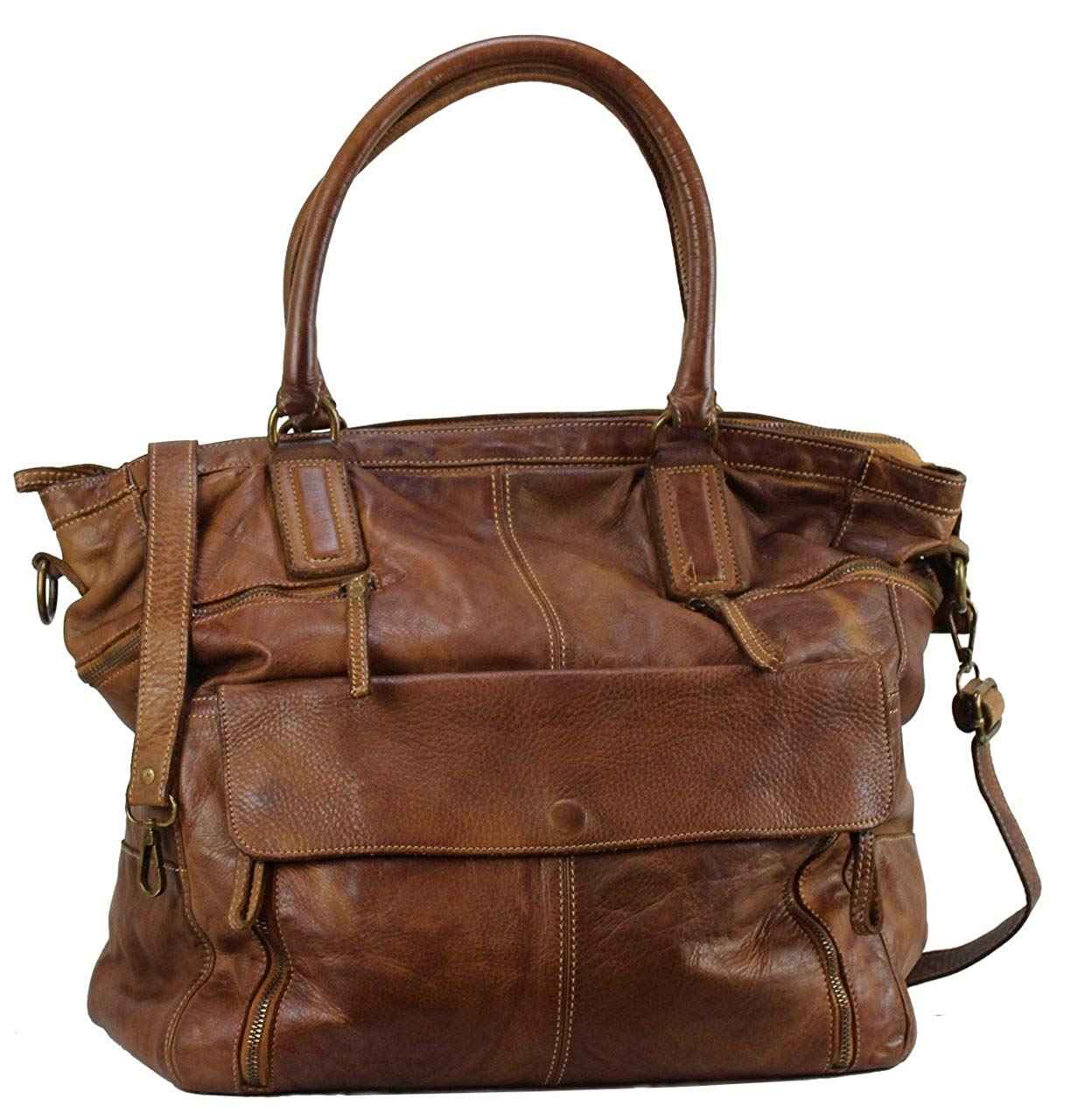 BZNA Bag Boney cognac Italy Designer Damen Handtasche Schultertasche Tasche Leder Shopper Neu