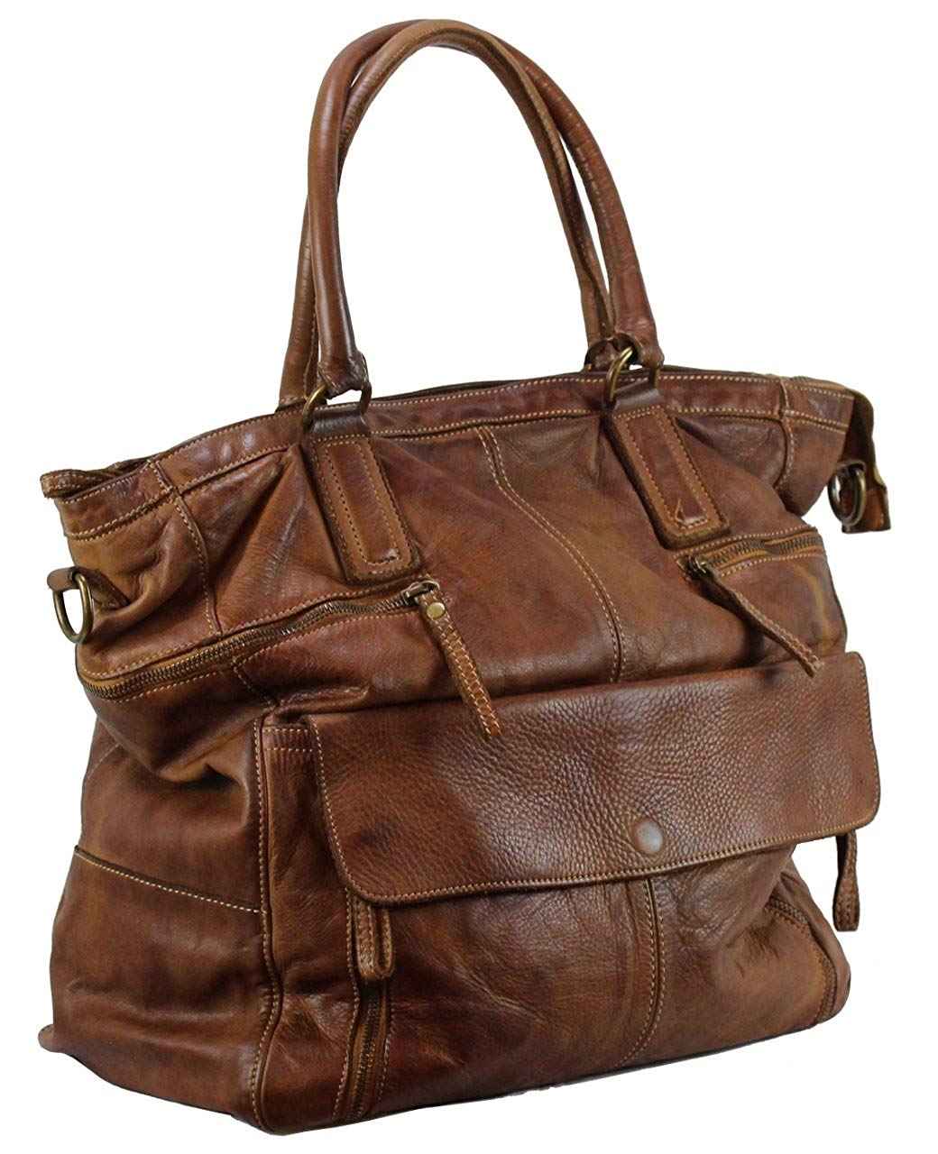 BZNA Bag Boney cognac Italy Designer Damen Handtasche Schultertasche Tasche Leder Shopper Neu