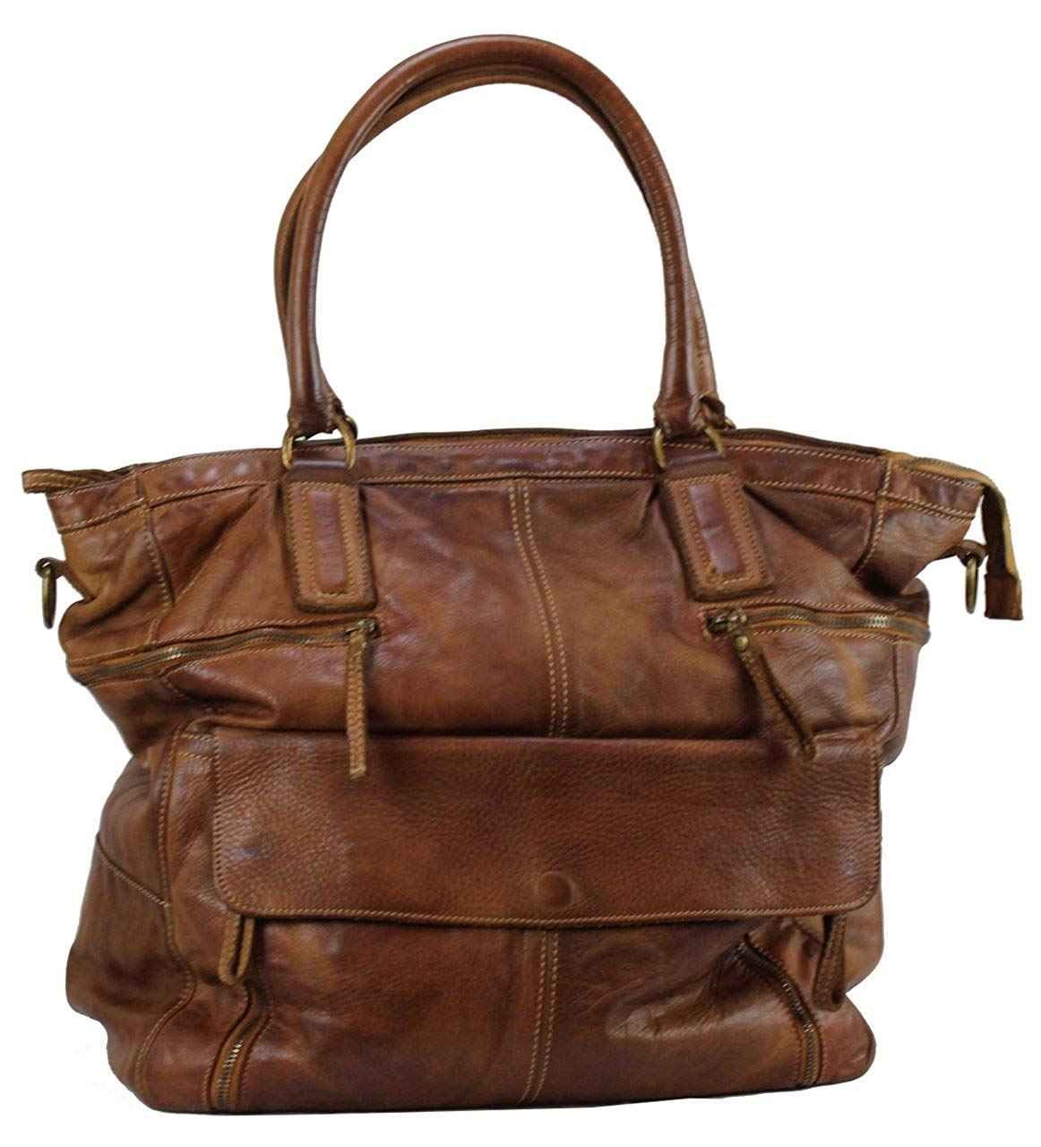 BZNA Bag Boney cognac Italy Designer Damen Handtasche Schultertasche Tasche Leder Shopper Neu