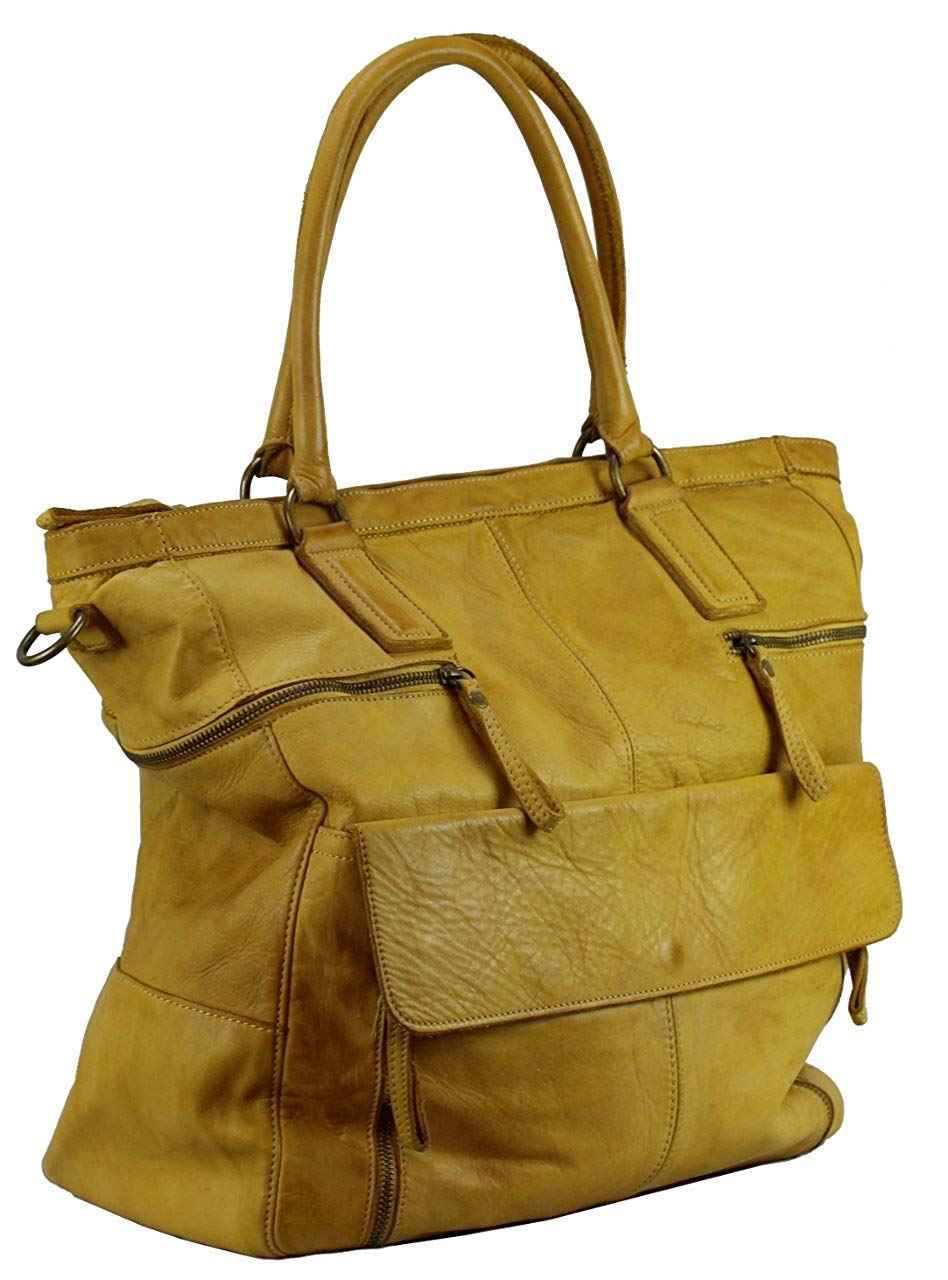 BZNA Bag Boney gelb Italy Designer Damen Handtasche Schultertasche Tasche Leder Shopper Neu