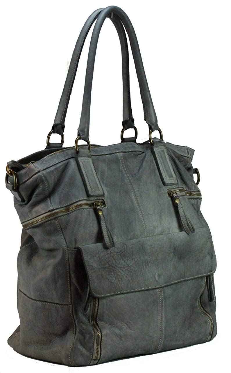 BZNA Bag Boney Grau grey Italy Designer Damen Handtasche Ledertasche Schultertasche Tasche Leder Shopper Neu