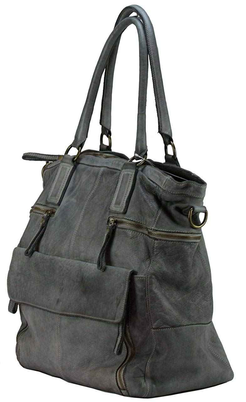 BZNA Bag Boney Grau grey Italy Designer Damen Handtasche Ledertasche Schultertasche Tasche Leder Shopper Neu