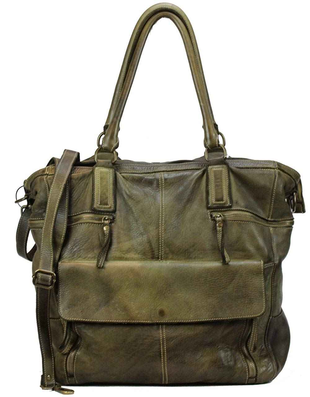 BZNA Bag Boney verde Italy Designer Damen Handtasche Ledertasche Schultertasche Tasche Leder Shopper Neu
