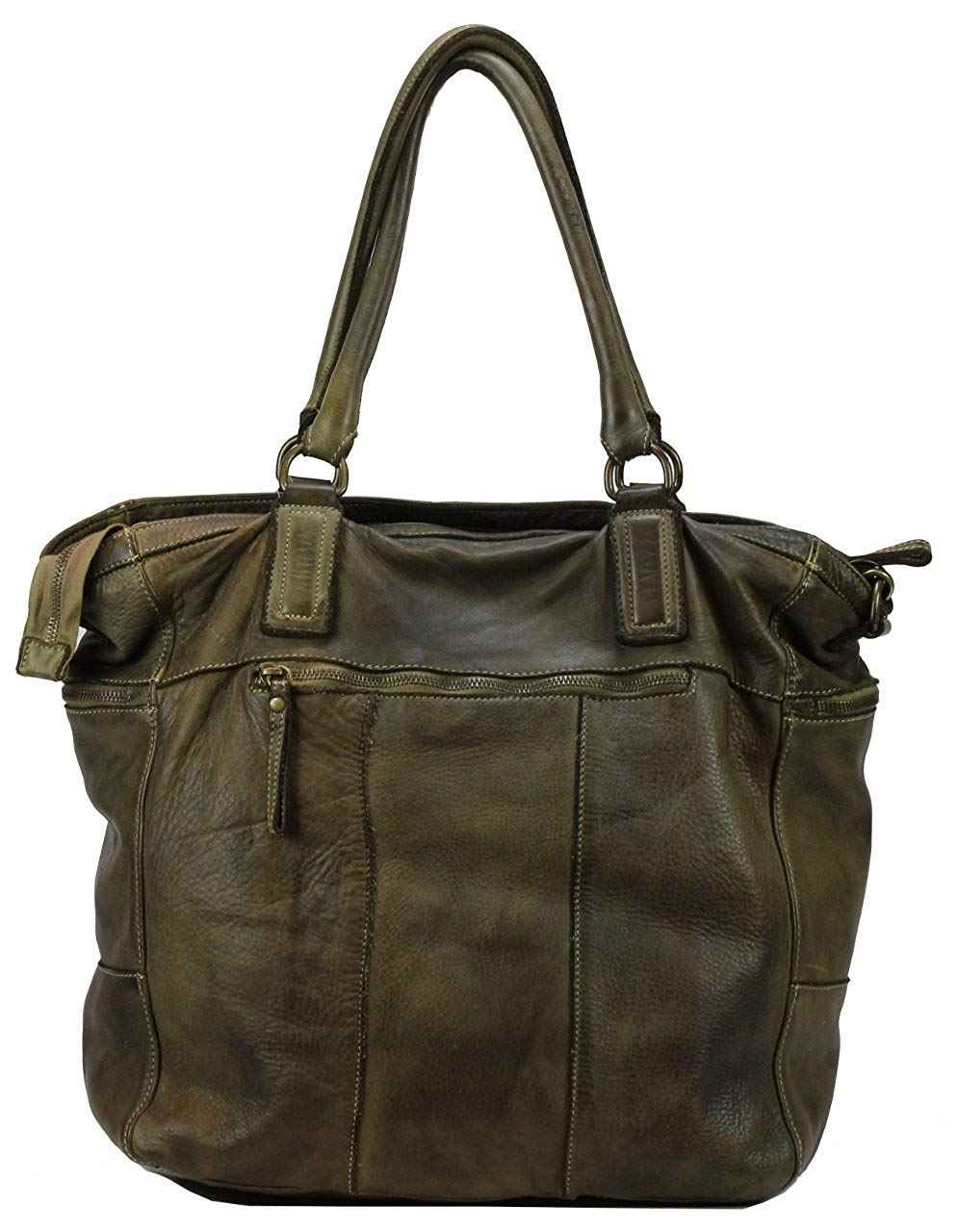 BZNA Bag Boney verde Italy Designer Damen Handtasche Ledertasche Schultertasche Tasche Leder Shopper Neu