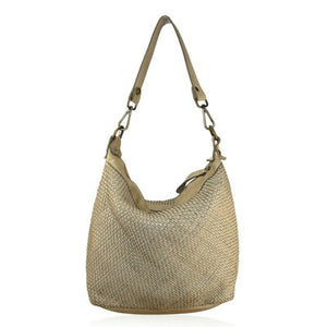 BZNA Bag Briana Beige Italy Designer Beutel Umhängetasche Damen Handtasche Leder - B Z N A