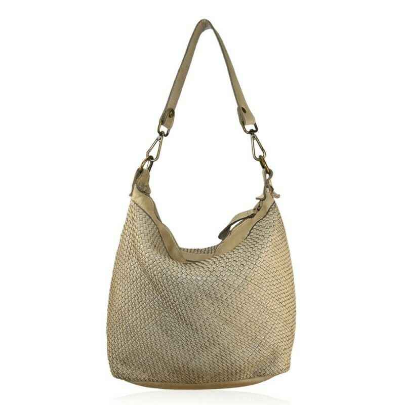 BZNA Bag Briana Beige Italy Designer Beutel Umhängetasche Damen Handtasche Leder