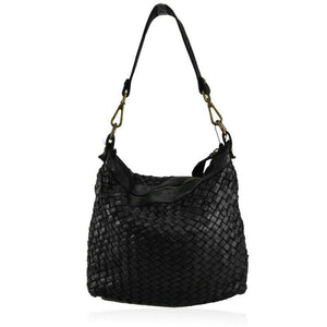 BZNA Bag Briana Black Italy Designer Beutel Umhängetasche Damen Handtasche Leder - B Z N A