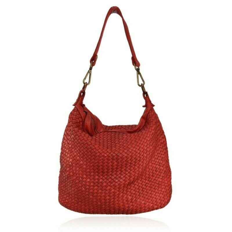 BZNA Bag Briana Rot Italy Designer Beutel Umhängetasche Damen Handtasche Leder