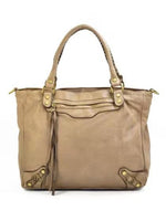 Load image into Gallery viewer, BZNA Bag Caro Taupe Italy Designer Damen Handtasche Schultertasche Tasche Leder - B Z N A
