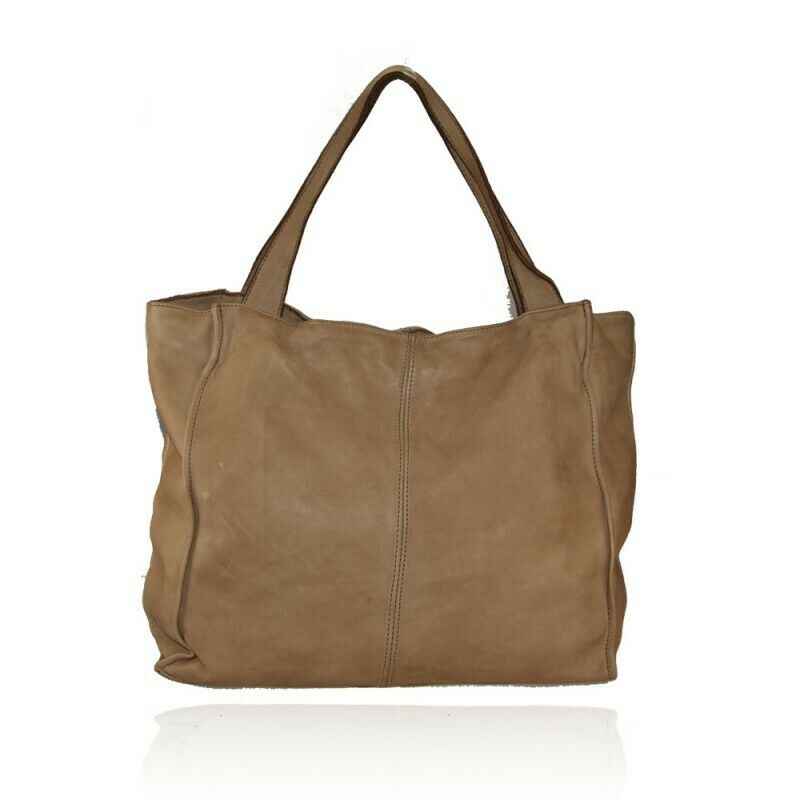 BZNA Bag Cassy Taupe Italy Designer Beutel Umhängetasche Damen Handtasche Leder