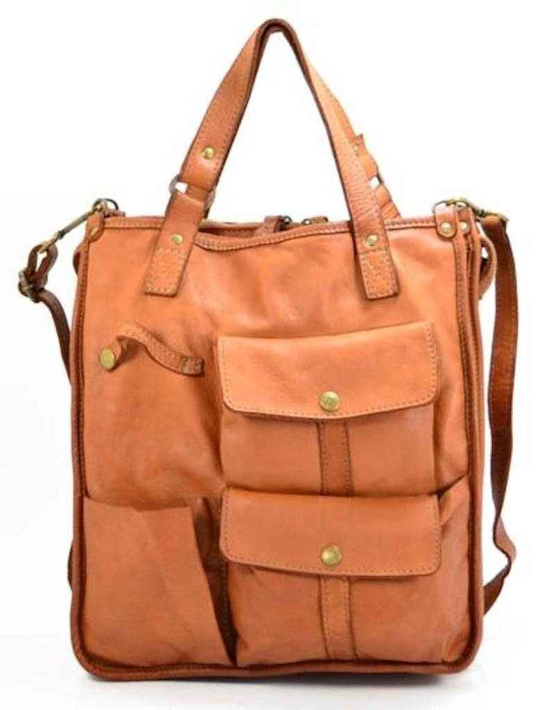BZNA Bag Como Cognac Italy Designer Damen Handtasche Schultertasche Tasche Leder Neu