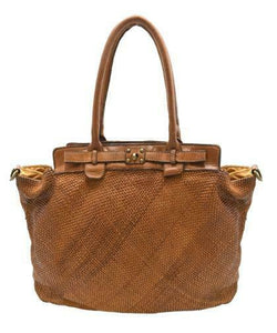 BZNA Bag Daria Cognac vintage Designer Damen Leder Handtasche Schultertasche - B Z N A