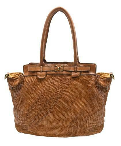 BZNA Bag Daria Cognac vintage Designer Damen Leder Handtasche Schultertasche - B Z N A