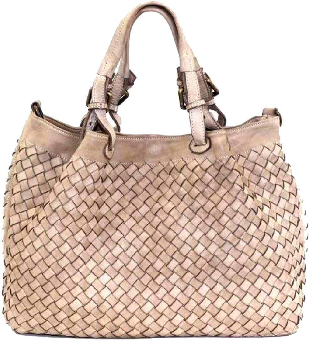 BZNA Bag Fina small beige Lederfarben Italy Designer Damen Handtasche Schultertasche Tasche Schafsleder Shopper Neu - B Z N A