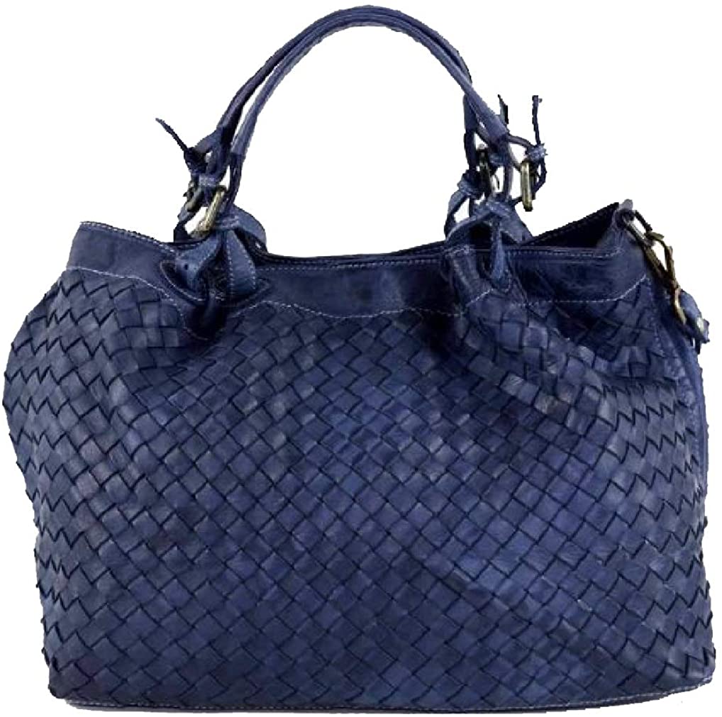 BZNA Bag Fina small blau Lederfarben Italy Designer Damen Handtasche Schultertasche Tasche Schafsleder Shopper Neu - B Z N A