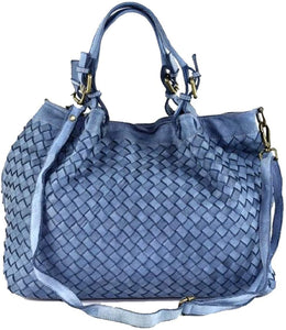 BZNA Bag Fina small blau Lederfarben Italy Designer Damen Handtasche Schultertasche Tasche Schafsleder Shopper Neu - B Z N A