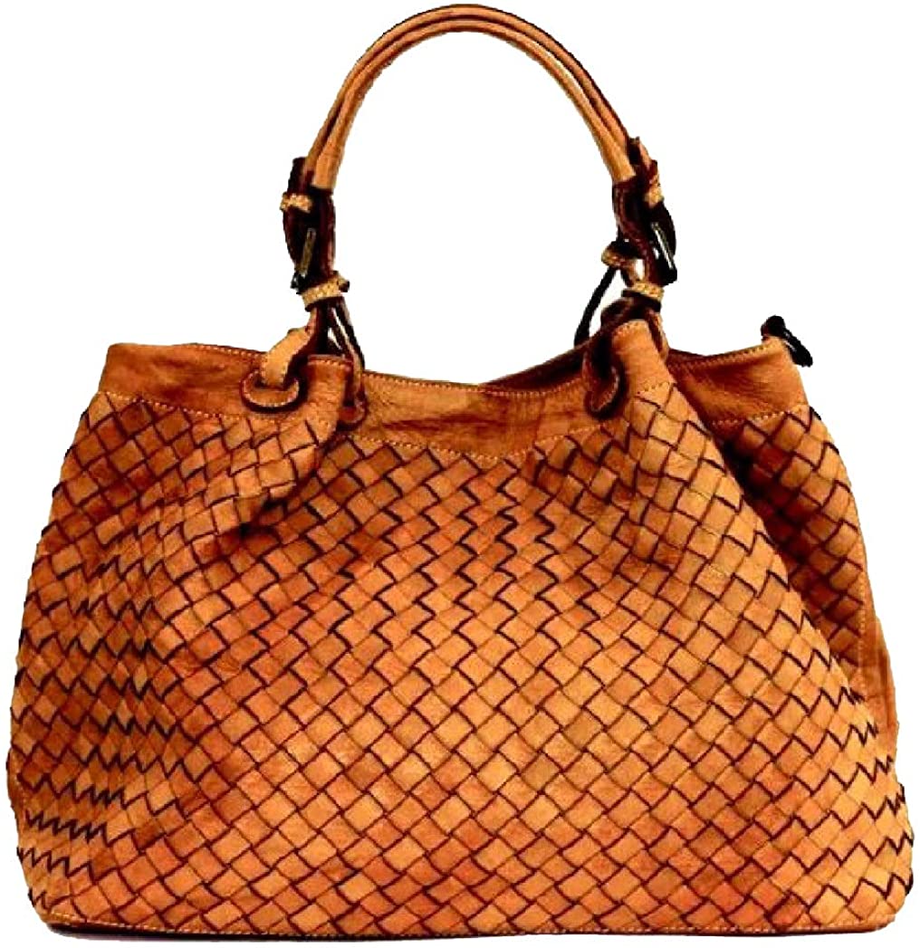 BZNA Bag Fina small cognac Lederfarben Italy Designer Damen Handtasche Schultertasche Tasche Schafsleder Shopper Neu - B Z N A