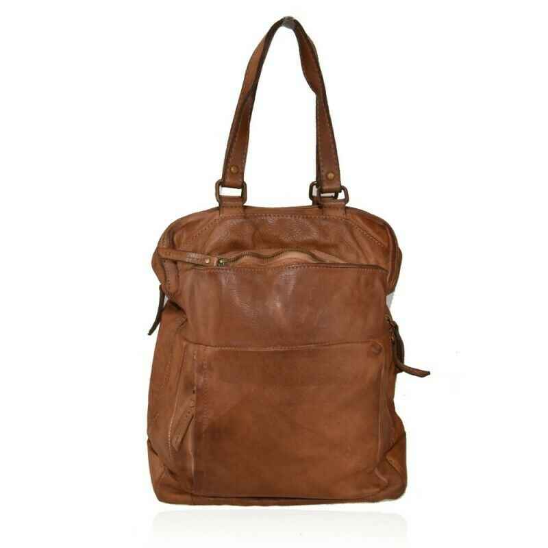 BZNA Bag Flipp Cognac Backpacker Rucksack Damenhandtasche Schultertasche
