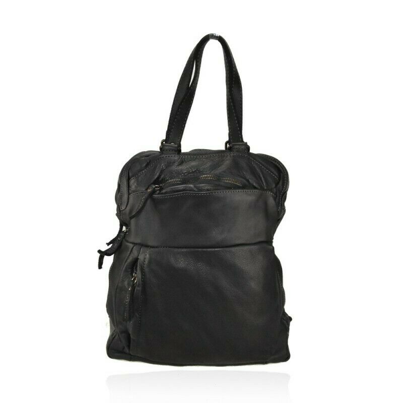 BZNA Bag Flipp Schwarz Backpacker Rucksack Damenhandtasche Schultertasche - B Z N A