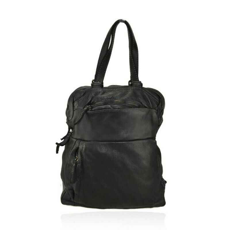 BZNA Bag Flipp Schwarz Backpacker Rucksack Damenhandtasche Schultertasche