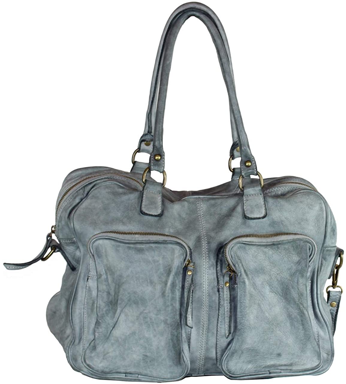 BZNA Bag Fonda Grau Italy Designer Damen Handtasche Schultertasche Tasche Leder Shopper Neu - B Z N A