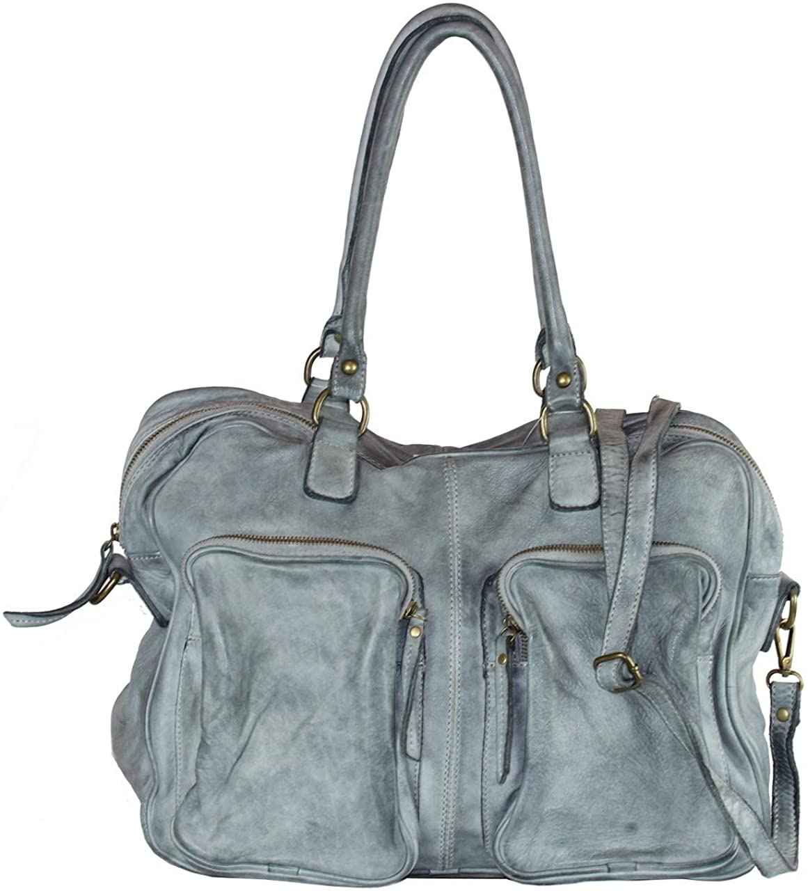 BZNA Bag Fonda Grau Italy Designer Damen Handtasche Schultertasche Tasche Leder Shopper Neu