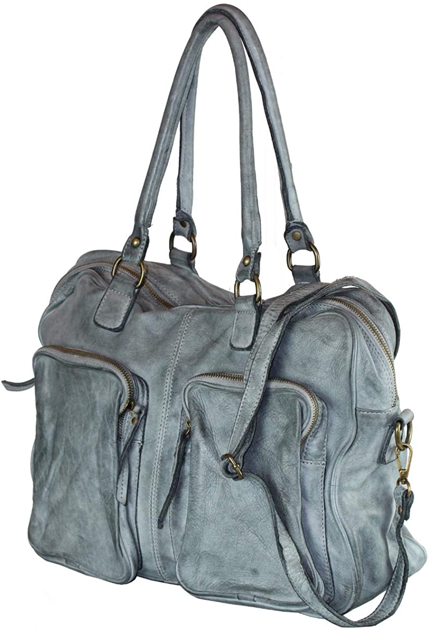 BZNA Bag Fonda Grau Italy Designer Damen Handtasche Schultertasche Tasche Leder Shopper Neu - B Z N A