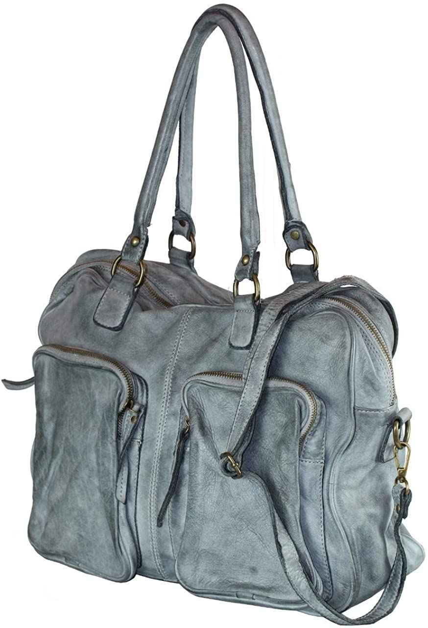 BZNA Bag Fonda Grau Italy Designer Damen Handtasche Schultertasche Tasche Leder Shopper Neu