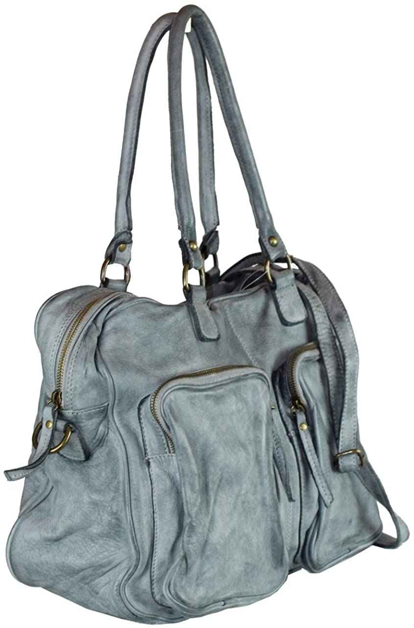 BZNA Bag Fonda Grau Italy Designer Damen Handtasche Schultertasche Tasche Leder Shopper Neu
