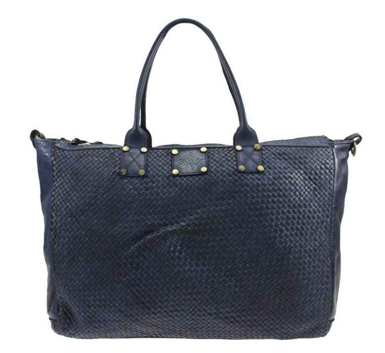 BZNA Bag Funny Blau Shopper Tasche Schultertasche Handtasche Designer Leder