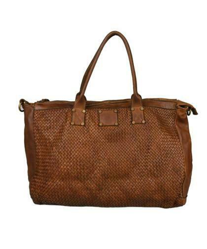 BZNA Bag Funny Cognac Shopper Tasche Schultertasche Handtasche Designer Leder - B Z N A