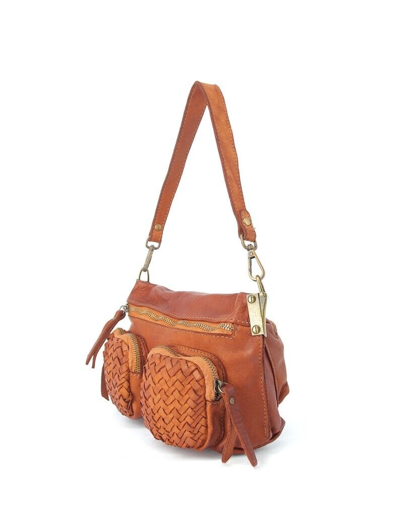 BZNA Bag Gesa Cognac Umhängetasche Designer Clutch Ledertasche Schultertasche - B Z N A