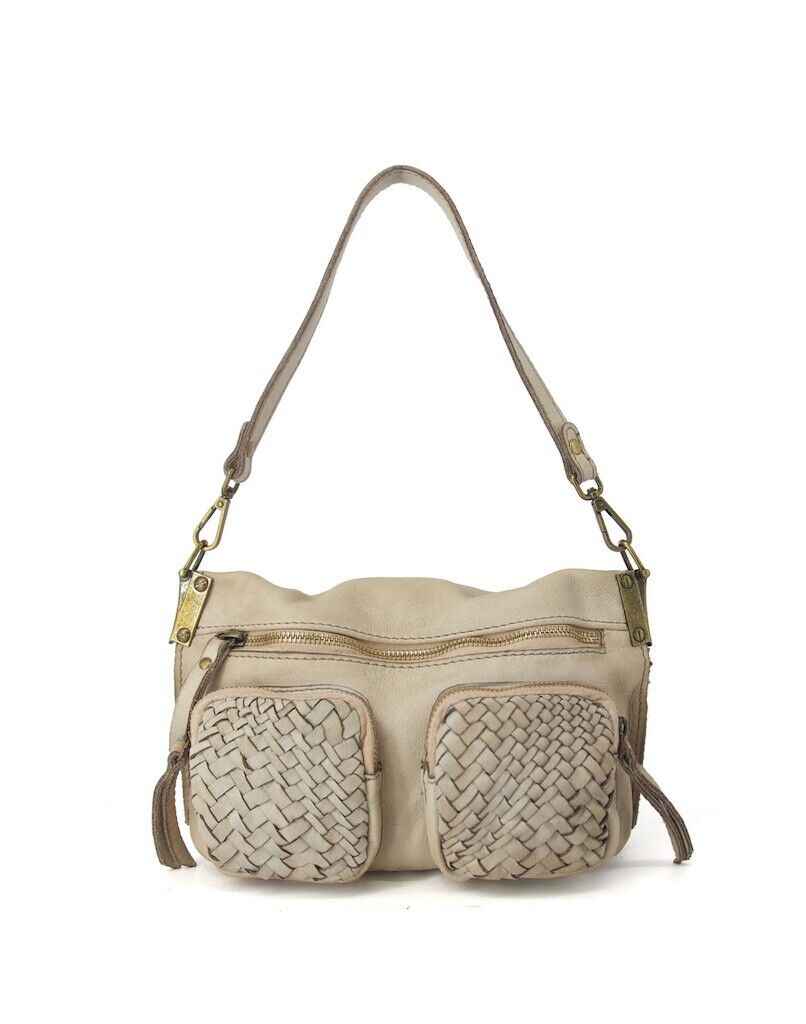 BZNA Bag Gesa Taupe Umhängetasche Designer Clutch Ledertasche Schultertasche