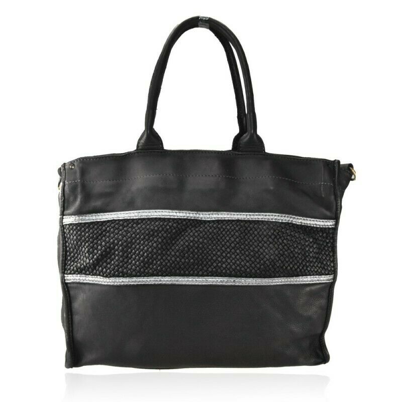 BZNA Bag Gina Black vintage Italy Designer Business Damen Handtasche Ledertasche - B Z N A