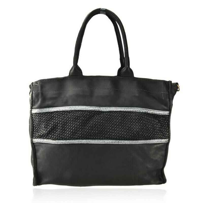 BZNA Bag Gina Black vintage Italy Designer Business Shopper Handtasche Ledertasche