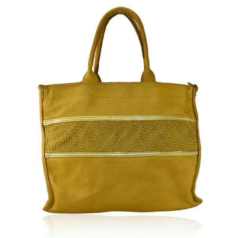 BZNA Bag Gina Gelb vintage Italy Designer Damen Handtasche Ledertasche Leder