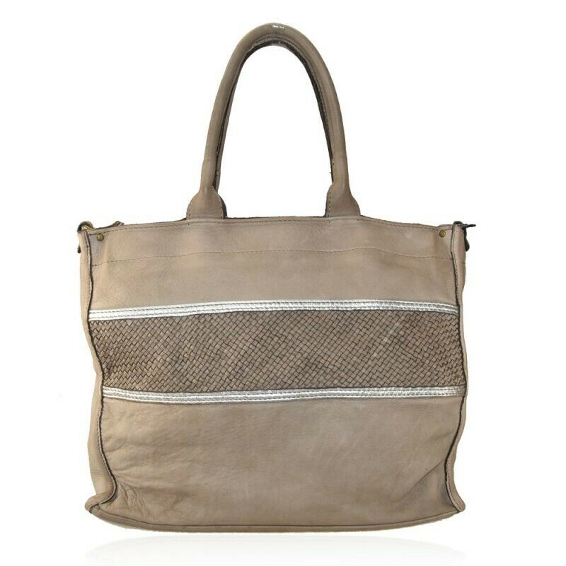 BZNA Bag Gina Taupe vintage Italy Designer Damen Handtasche Ledertasche Leder - B Z N A